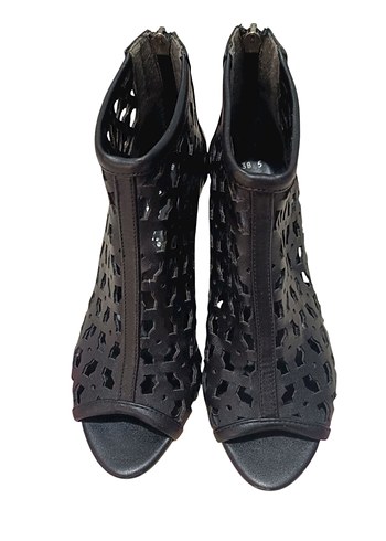 Siyah Desenli Topuklu Kadın Akşam Ayakkabısı - Görsel 4