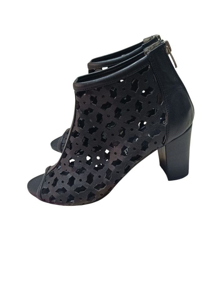 Siyah Desenli Topuklu Kadın Akşam Ayakkabısı - Görsel 3