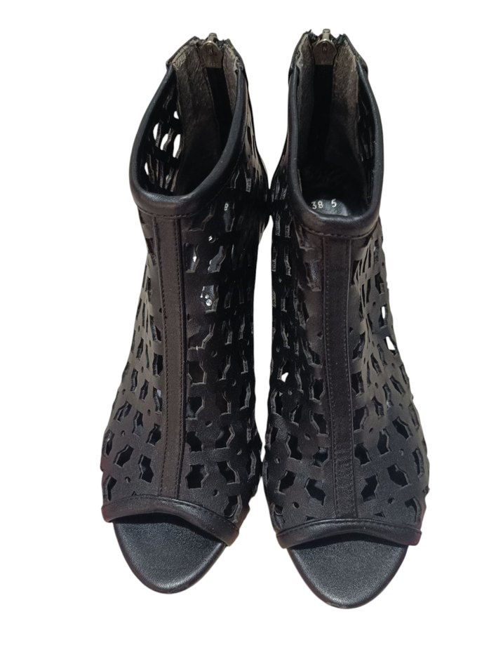 Siyah Desenli Topuklu Kadın Akşam Ayakkabısı - Görsel 4