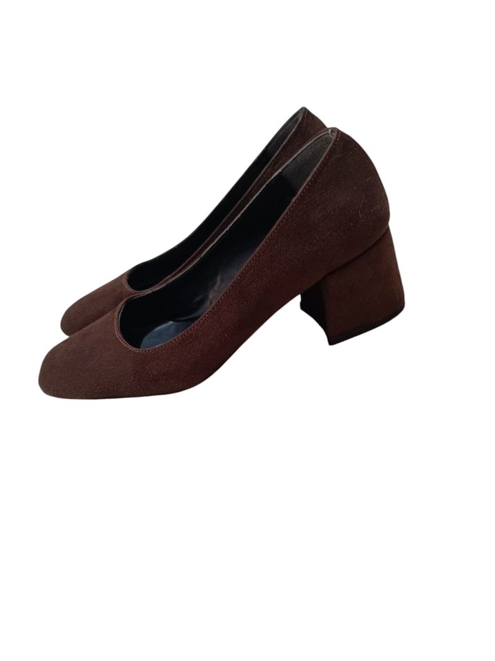 Kahverengi Süet Tokalı Stiletto - Görsel 4