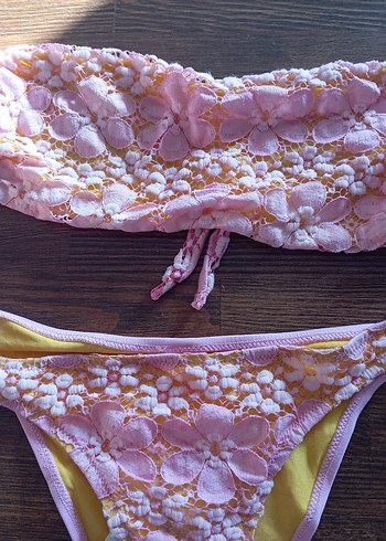 Diğer Nakışlı Pembe Bohem Mini Bikini