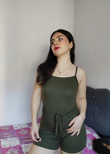 Kadın Mini Triko Tulum - Görsel 3