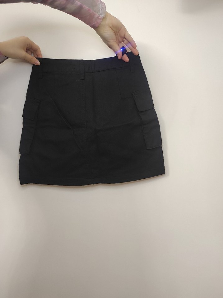 Düğmeli Siyah Kot Mini Etek - Görsel 2