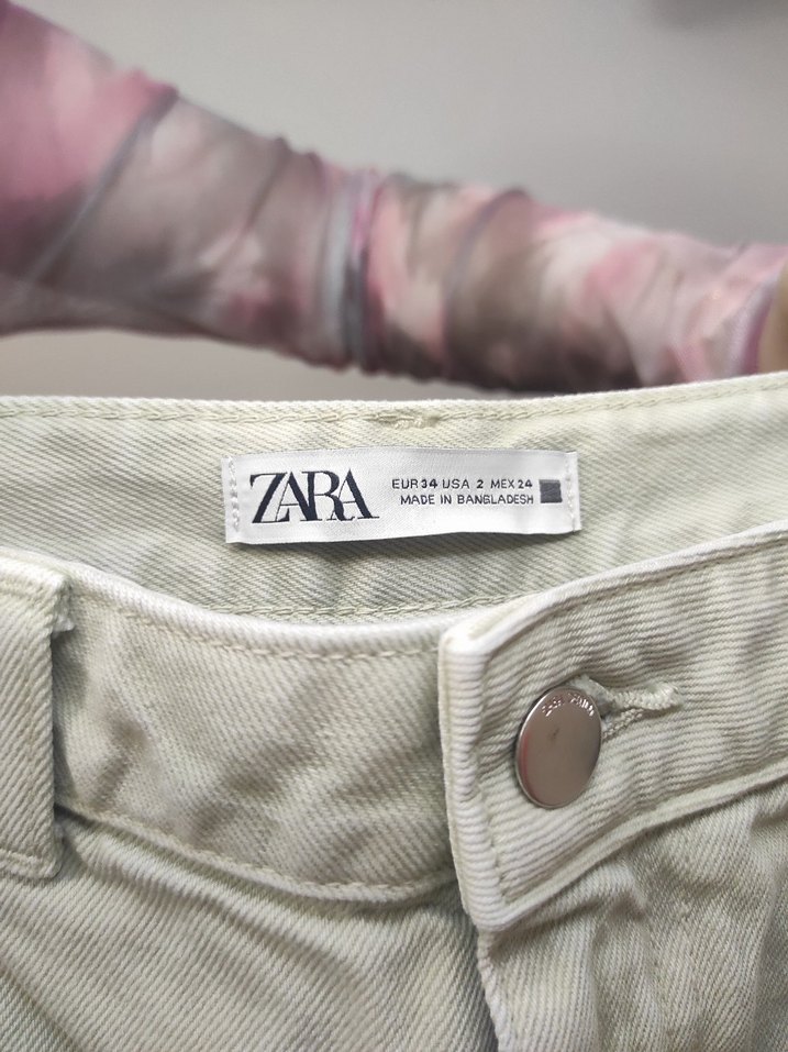 Bej Düğmeli Kadın Denim Mini Şort - Görsel 2