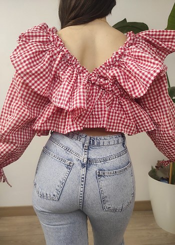 Kırmızı Fırfırlı Mini Bluz - Görsel 3