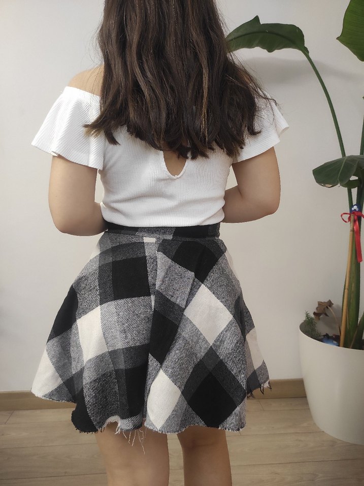 Gri Ekose Mini Etek - Görsel 5