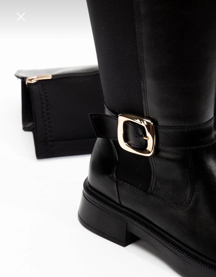 Tokalı Siyah Deri Dizüstü Kadın Çizme - Görsel 2