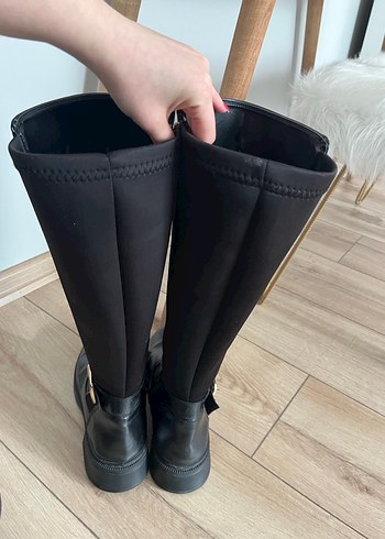 Siyah Deri Tokalı Dizüstü Bot - Görsel 4