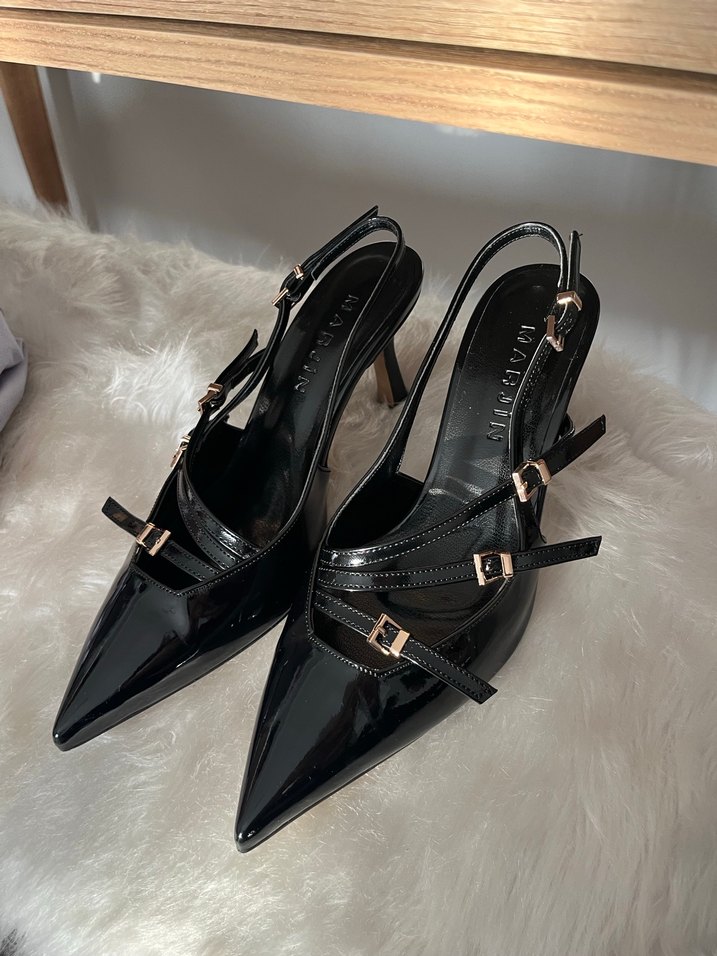 Tokalı Siyah Stiletto Kadın Ayakkabı - Görsel 4