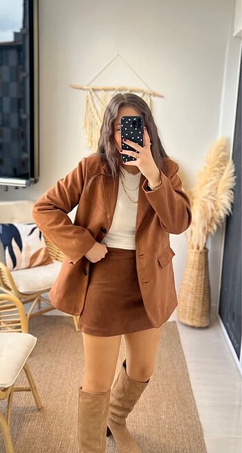 Zara Süet camel blazer ceket