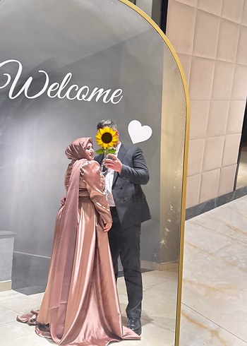 Uzun Kol, Yüksek Yakalı Camel Kadın Abiye - Görsel 5