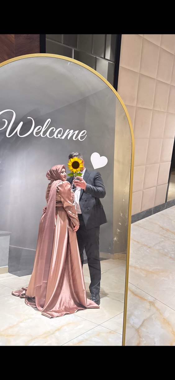 Uzun Kol, Yüksek Yakalı Camel Kadın Abiye - Görsel 5