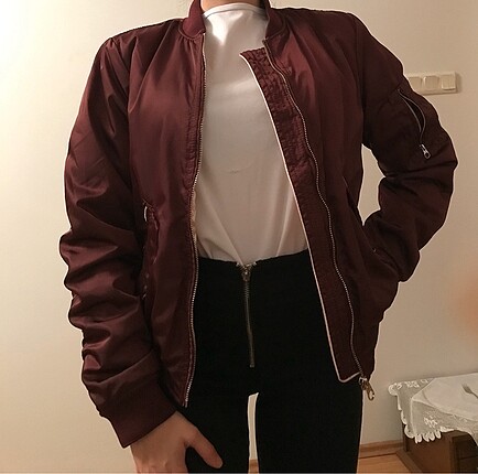 Bordo bomber ceket
