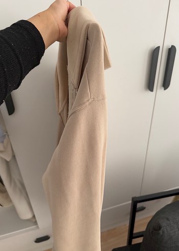 xl Beden camel Renk Bej Yüksek Yakalı Salaş Sweatshirt
