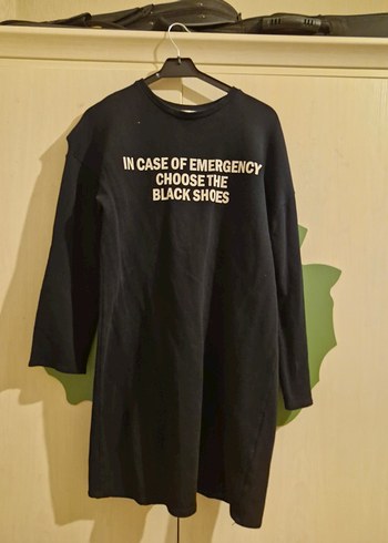 Zara Siyah Uzun Kollu Sweatshirt Midi Elbise - Görsel 2