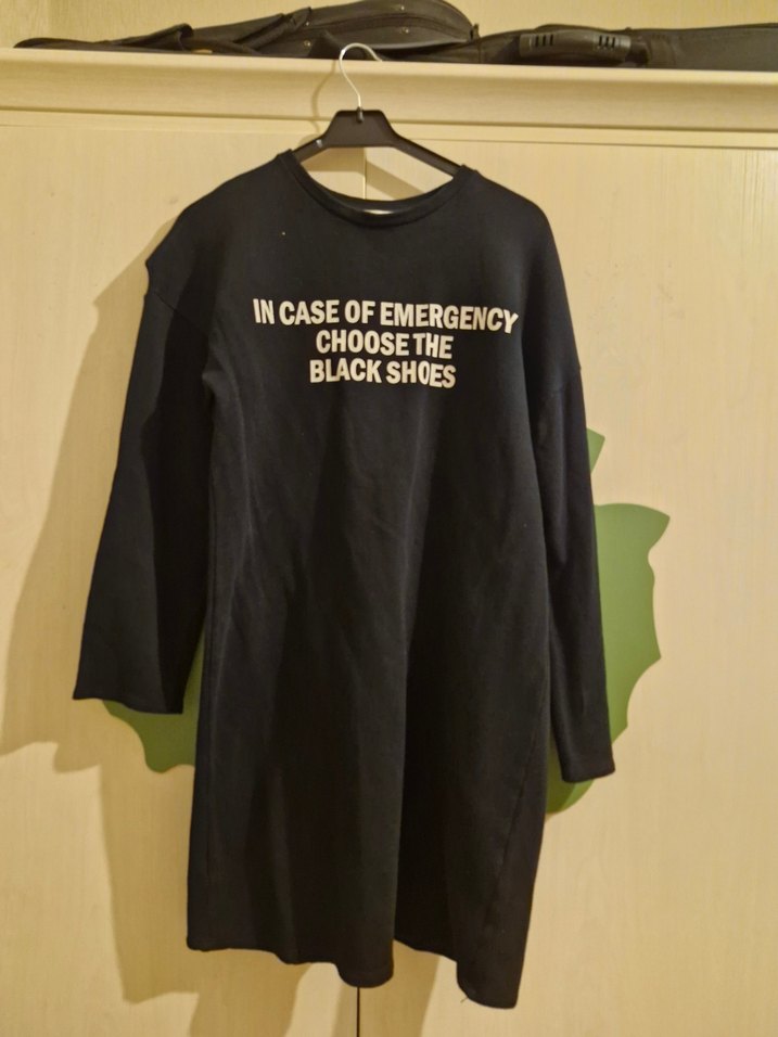 Zara Siyah Uzun Kollu Sweatshirt Midi Elbise - Görsel 2