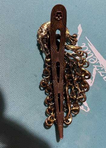 Kahverengi Payetli Metal Tüy Saç Aksesuarı - Görsel 2