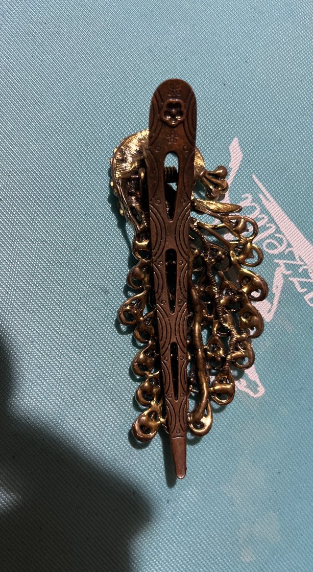 Kahverengi Payetli Metal Tüy Saç Aksesuarı - Görsel 2