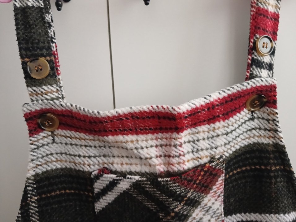 Ekoseli Askılı Kadın Slopet Elbise - Görsel 4