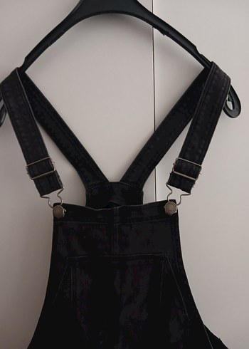 Siyah Kadın Fit Kesim Kot Salopet - Görsel 4