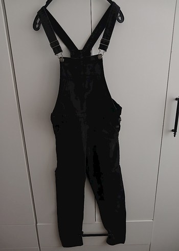 Siyah Kadın Fit Kesim Kot Salopet - Görsel 5