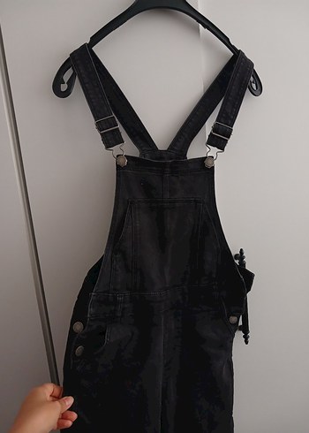 Siyah Kadın Fit Kesim Kot Salopet - Görsel 2