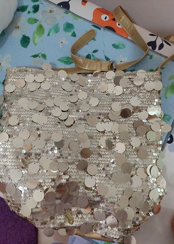 Altın Renk Payetli Kadın Çanta (Sıfır)