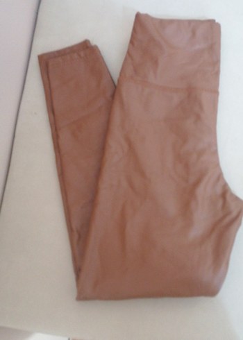 Camel Midi Kadın Tayt Kemerli Street Style suni deri - Görsel 3