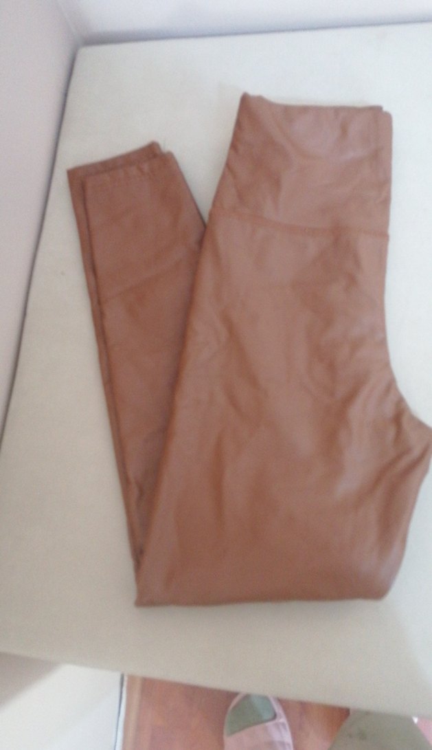 Camel Midi Kadın Tayt Kemerli Street Style suni deri - Görsel 3