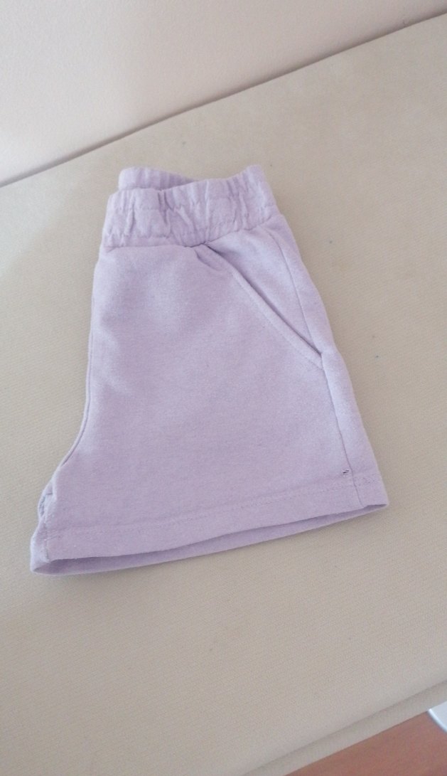 Mor Keten Kumaş Rahat Kesim Kız Şortu - Görsel 2