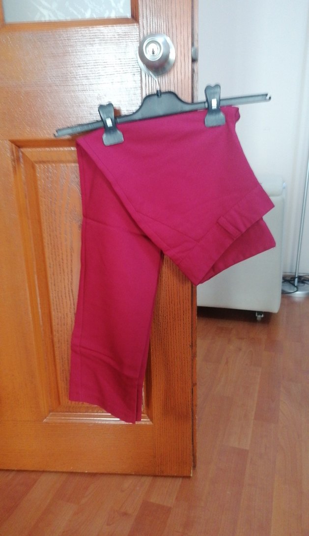 Düğmeli Koyu bordo Kadın Kumaş Pantolon - Görsel 3