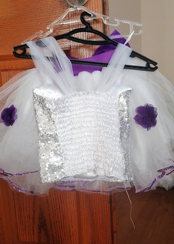 Mor Fırfırlı Kolsuz Straplez Kız Elbisesi - Görsel 2