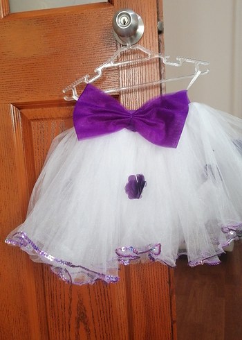 Mor Fırfırlı Kolsuz Straplez Kız Elbisesi - Görsel 4