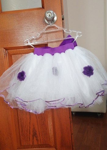 Mor Fırfırlı Kolsuz Straplez Kız Elbisesi - Görsel 3