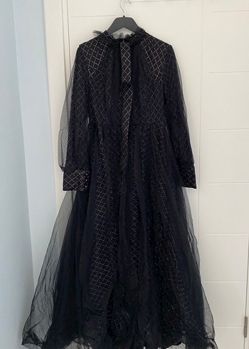 Uzun Siyah Gotik Kadın Abiye Elbise