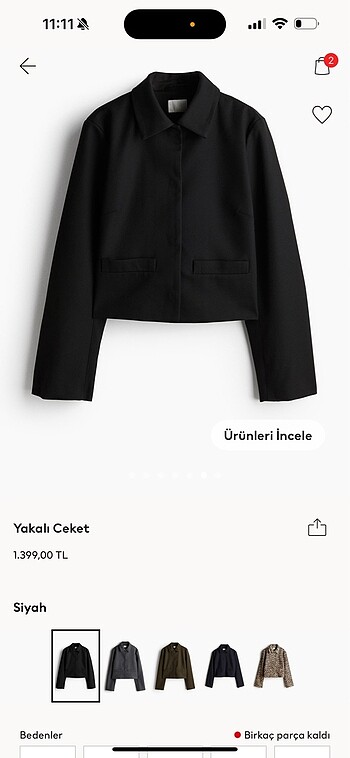 m Beden Hm yakalı ceket