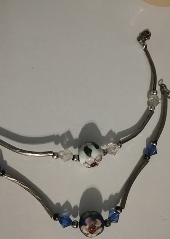 Çiçek Desenli Renkli Boncuklu Bileklikler (2 adet) - Görsel 3