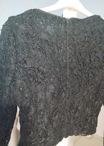 Dantel İşlemeli Siyah Abiye Bluz - Görsel 3