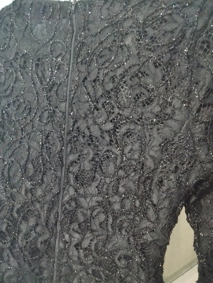 Dantel İşlemeli Siyah Abiye Bluz - Görsel 4
