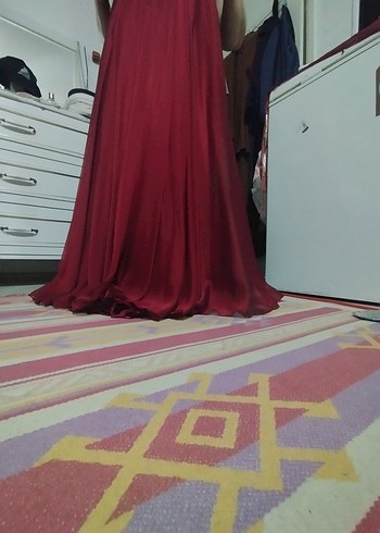 Bordo Kadın Uzun Drapeli Etek - Görsel 4