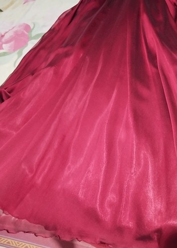 Bordo Kadın Uzun Drapeli Etek - Görsel 5