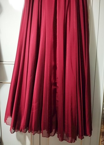Bordo Kadın Uzun Drapeli Etek - Görsel 2