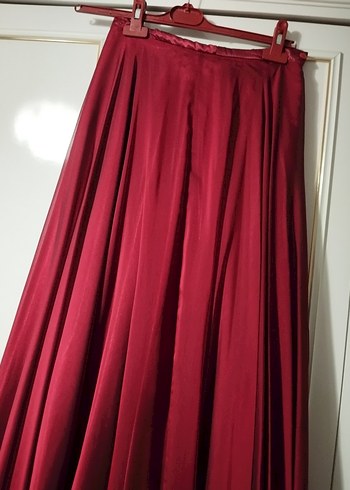 Bordo Kadın Uzun Drapeli Etek - Görsel 9
