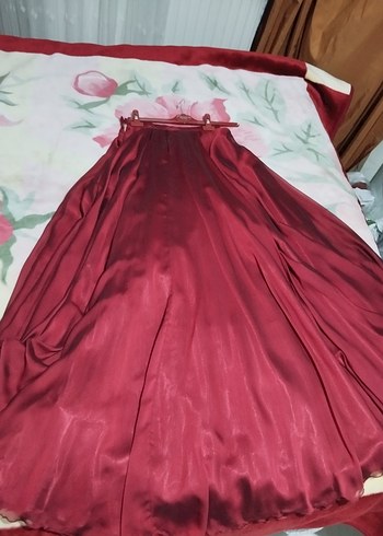 Bordo Kadın Uzun Drapeli Etek - Görsel 8