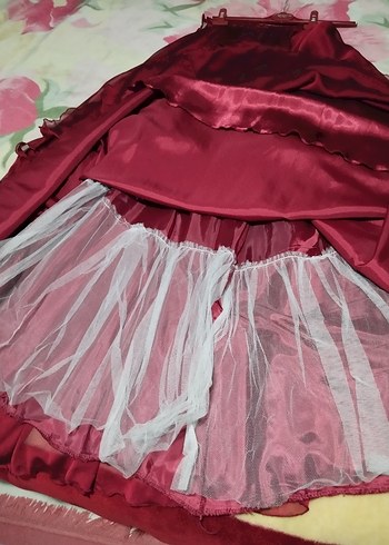 Bordo Kadın Uzun Drapeli Etek - Görsel 7