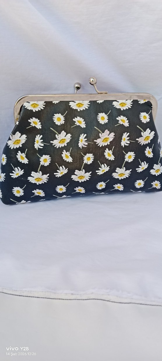 Vintage Çiçek Desenli Deri Kadın Cüzdan - Görsel 3