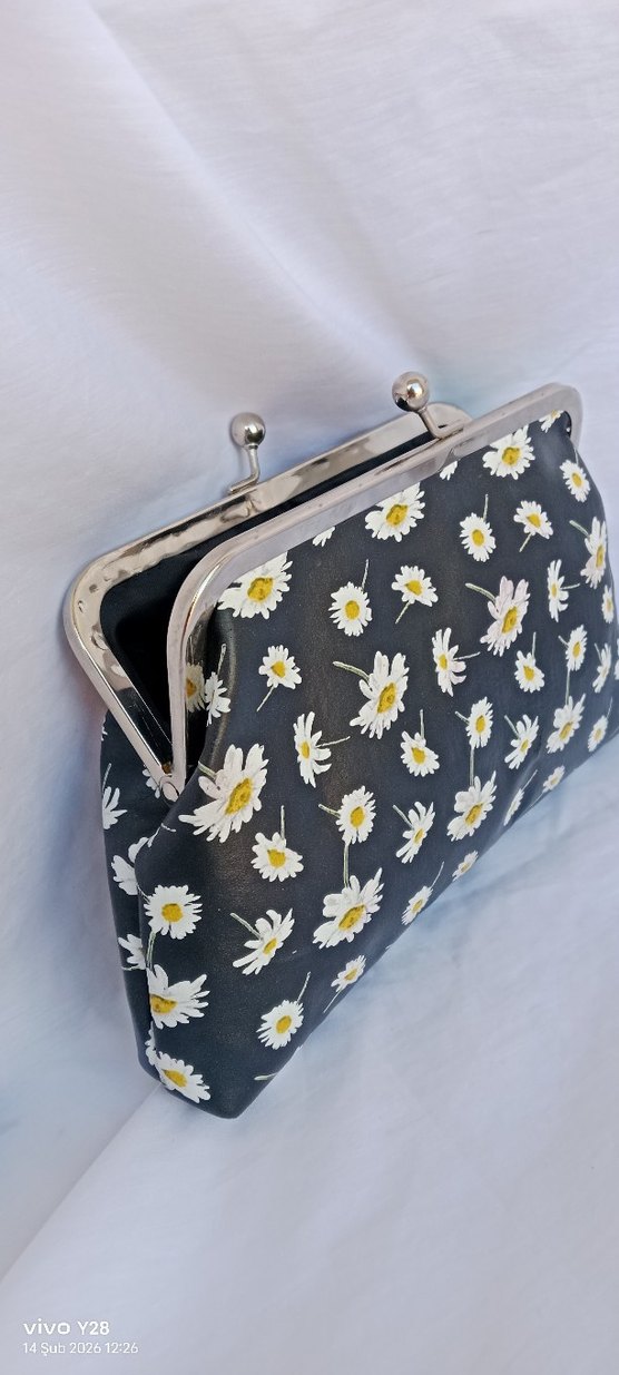 Vintage Çiçek Desenli Deri Kadın Cüzdan - Görsel 2