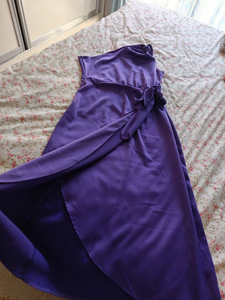 Parlak Mor Dökümlü Mini Hamile Eteği - Görsel 3