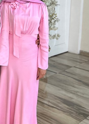 s Beden Pembe Uzun Kollu Kadın Elbise