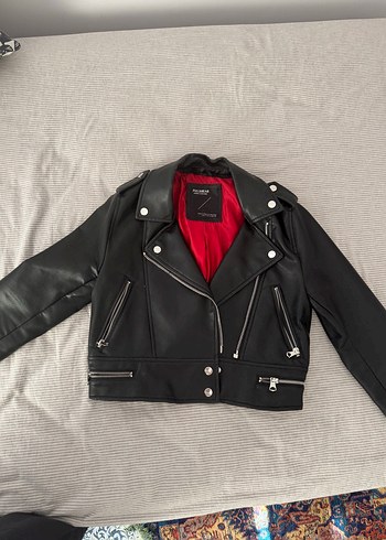 Siyah Kadın Deri Biker Ceket
